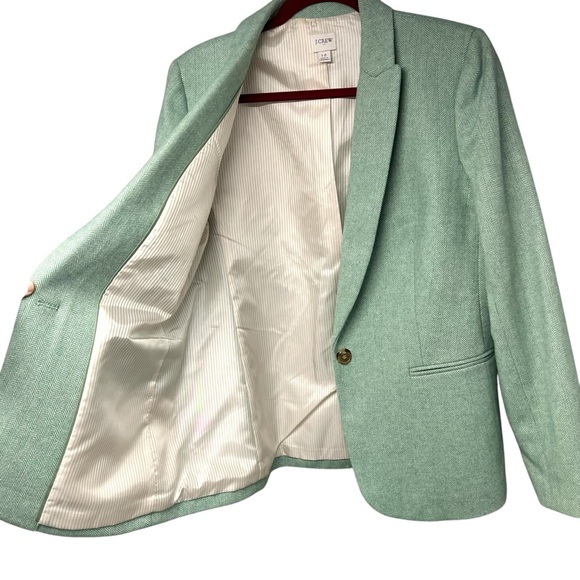 J. Crew Green Herringbone Wool Blend Holland Single Button Blazer Women’s 12 - Picture 7 of 12